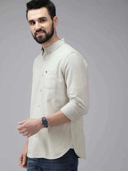 THE BEAR HOUSE Men Solid Casual Beige Shirt