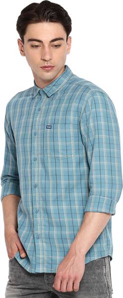 Wrangler Men Checkered Casual Cream Shirt