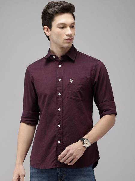 U.S. POLO ASSN. Men Solid Casual Brown Shirt