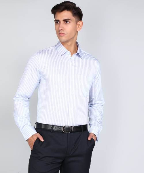 Raymond Men Striped Formal Blue Shirt