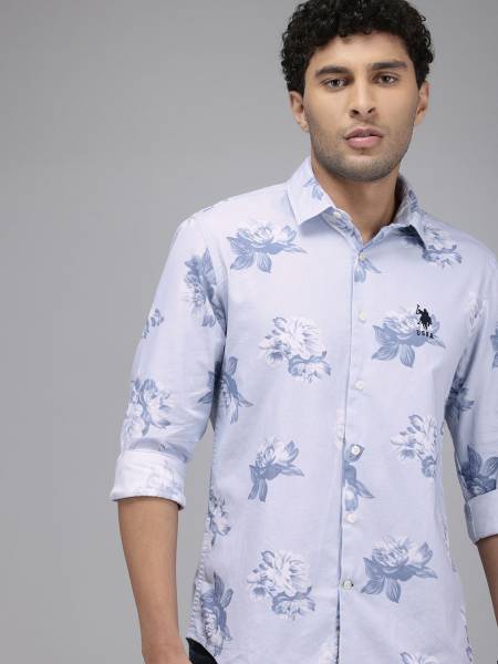 U.S. Polo Assn. Denim Co. Men Floral Print Casual Grey Shirt