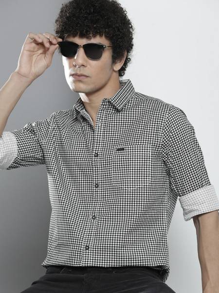 Black and white check shirt mens india top