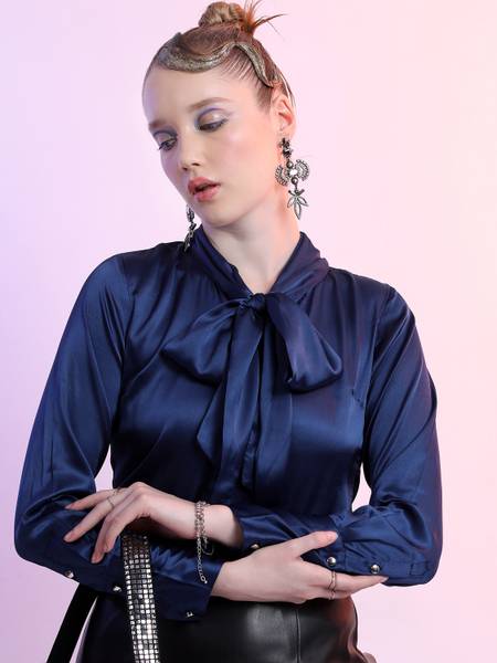 KETCH Women Solid Casual Dark Blue Shirt