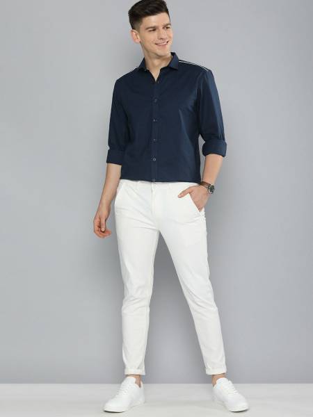 Mast & Harbour Men Solid Casual Blue Shirt