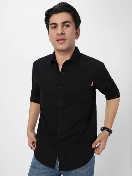 Urbano Fashion Men Solid Casual Black Shirt
