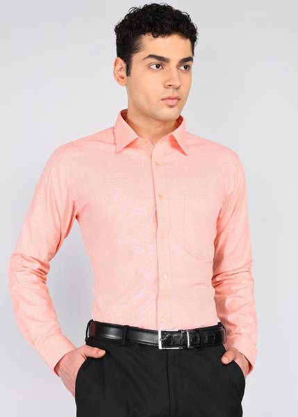 Raymond Men Solid Formal Orange Shirt