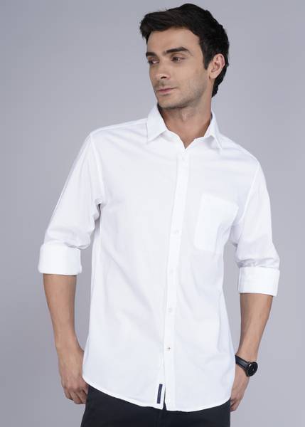Raymond Men Self Design Casual White Shirt