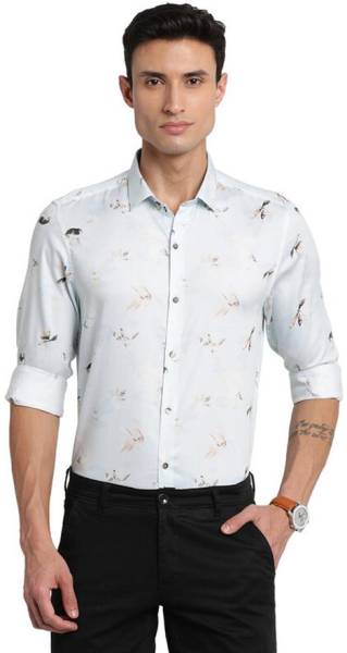 TURTLE Men Graphic Print Casual White Shirt