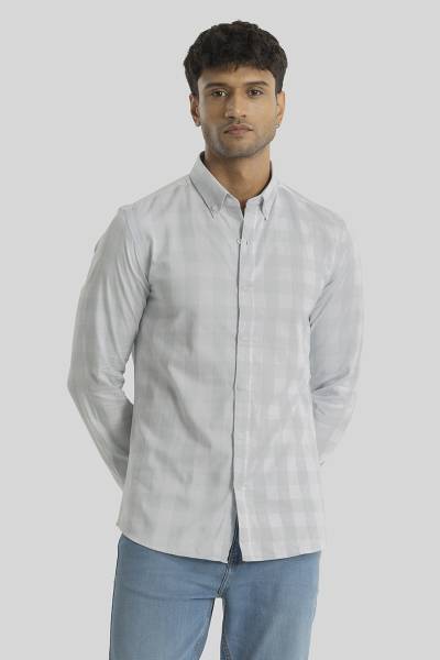 Snitch Men Solid Casual Grey Shirt
