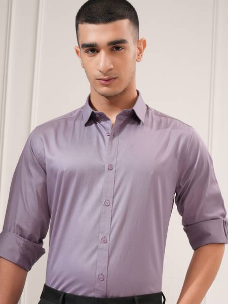 HIGHLANDER Men Solid Casual Purple Shirt