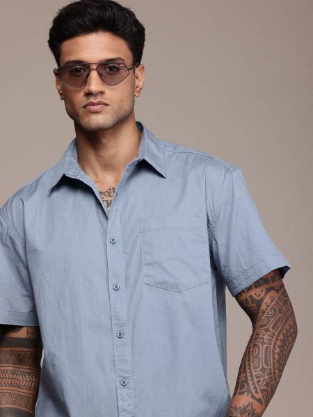 Roadster Men Solid Casual Blue Shirt