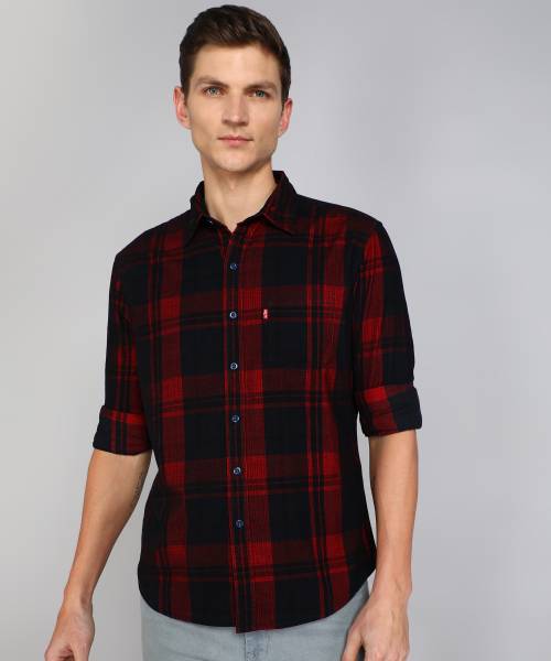 LEVI'S Men Checkered Casual Red Shirt