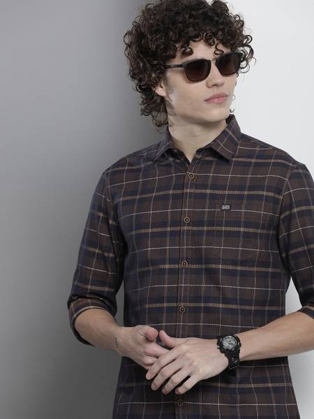 The Indian Garage Co. Men Checkered Casual Brown Shirt