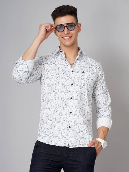 K-Lara Men Printed Casual Blue, White Shirt