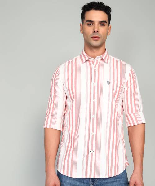 U.S. Polo Assn. Denim Co. Men Striped Casual Red Shirt