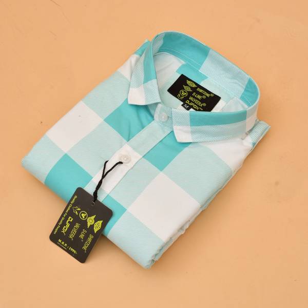 SHIRTZONE Men Checkered Casual Blue, White Shirt