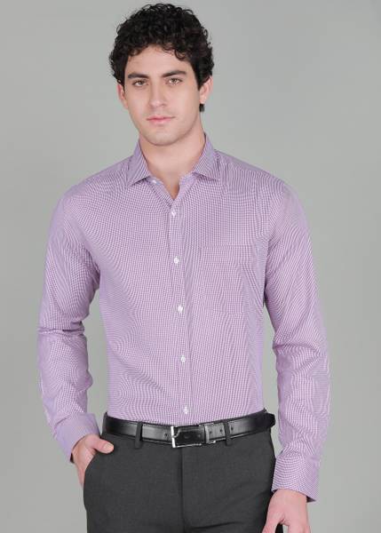 PARK AVENUE Men Self Design Formal Purple Shirt