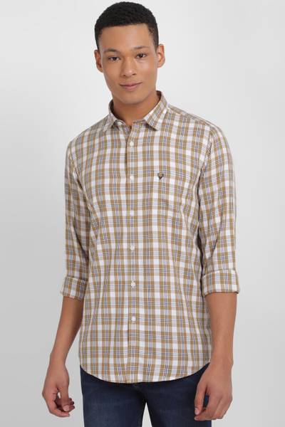 Allen Solly Men Checkered Casual Brown Shirt