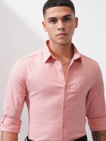 HIGHLANDER Men Solid Formal Pink Shirt