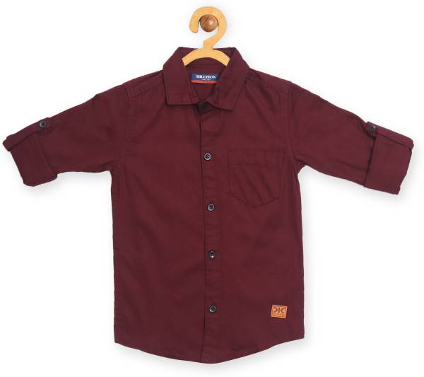 KILLER Boys Solid Casual Maroon Shirt