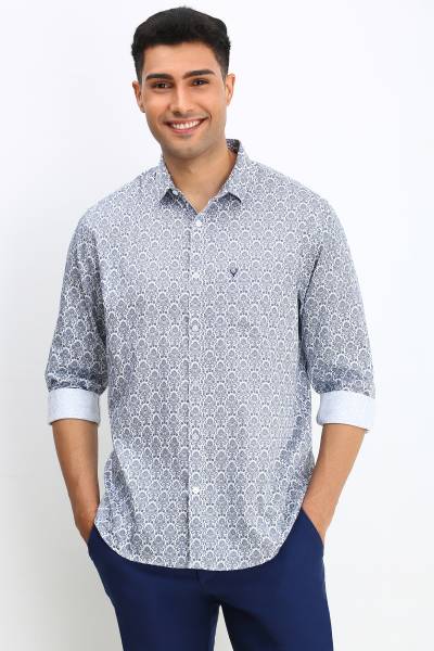 Allen Solly Men Solid Casual Blue Shirt