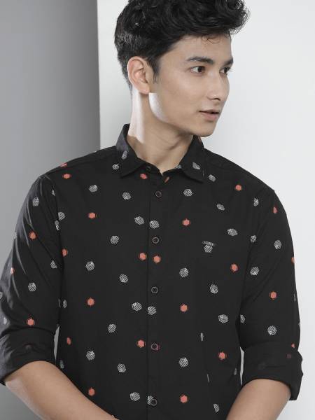 The Indian Garage Co. Men Geometric Print Casual Black Shirt