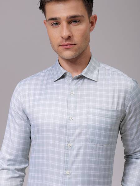 The Indian Garage Co. Men Striped Formal Blue Shirt