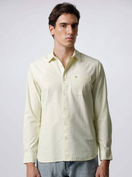 THE BEAR HOUSE Men Solid Casual Yellow Shirt