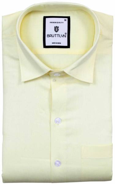 Bruttlyn Men Solid Formal Yellow Shirt