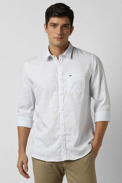 PETER ENGLAND Men Self Design Casual White Shirt