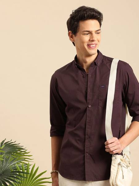 Mast & Harbour Men Solid Casual Brown Shirt