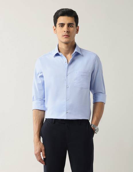 ARROW Men Striped Formal Blue Shirt