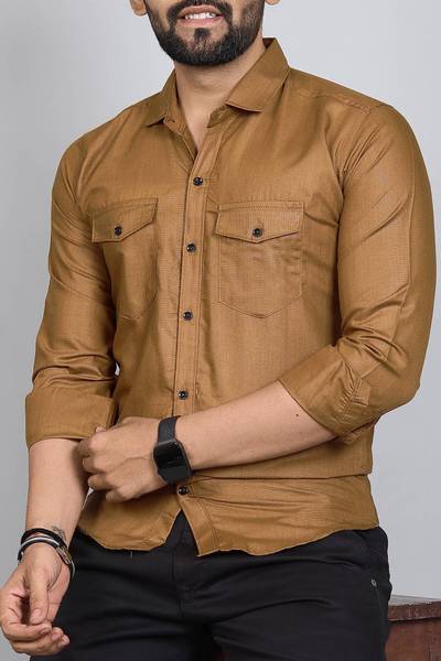 METRONAUT Men Solid Casual Brown Shirt