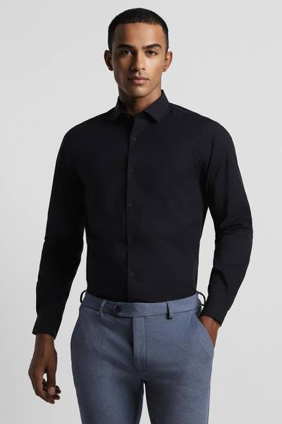 PETER ENGLAND Men Solid Formal Black Shirt