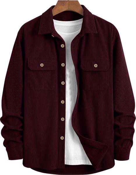 Filohevis Men Solid Casual Maroon Shirt