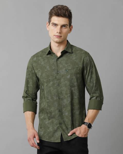 CAVALLO BY LINEN CLUB Men Printed Casual Dark Green Shirt