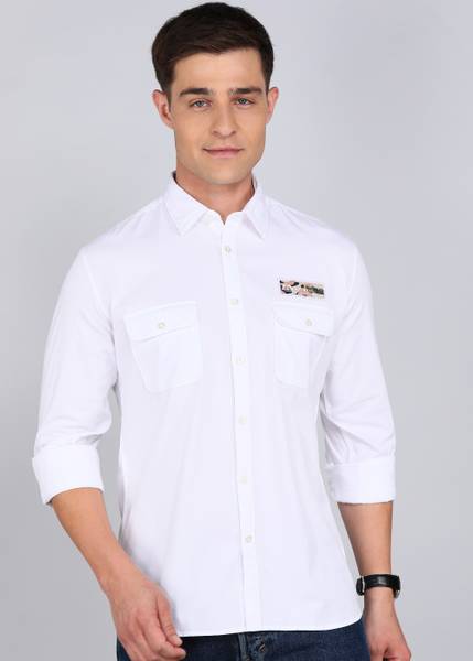 PARX Men Solid Casual White Shirt