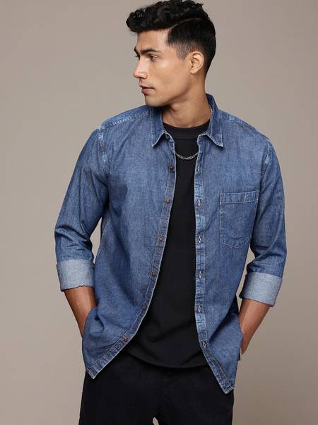 Roadster Men Solid Casual Blue Shirt