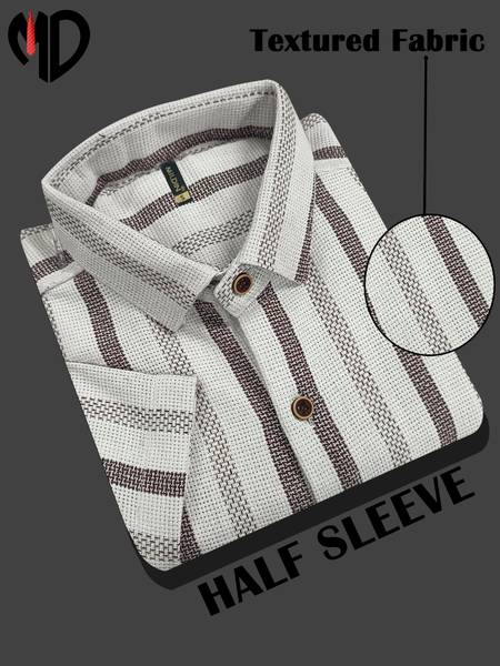 MILDIN Men Checkered Casual White Shirt
