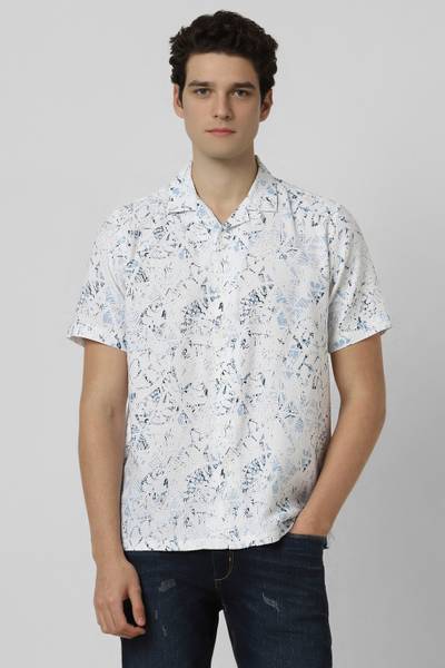 PETER ENGLAND Men Printed Casual White Shirt