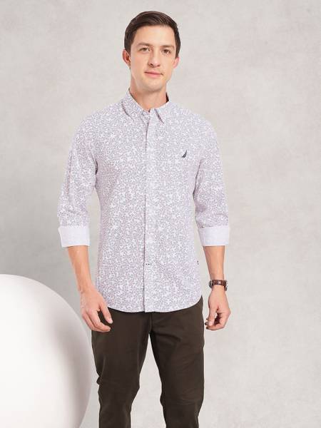 NAUTICA Men Printed Casual White Shirt