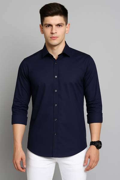 Lee Cross Men Solid Casual Blue Shirt