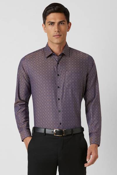 VAN HEUSEN Men Checkered Formal Dark Blue Shirt