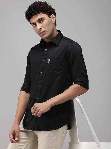 U.S. POLO ASSN. Men Printed Casual Black Shirt