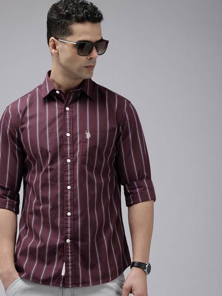U.S. POLO ASSN. Men Solid Casual Brown Shirt