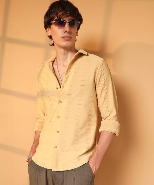 CAMPUS SUTRA Men Printed Casual Yellow Shirt