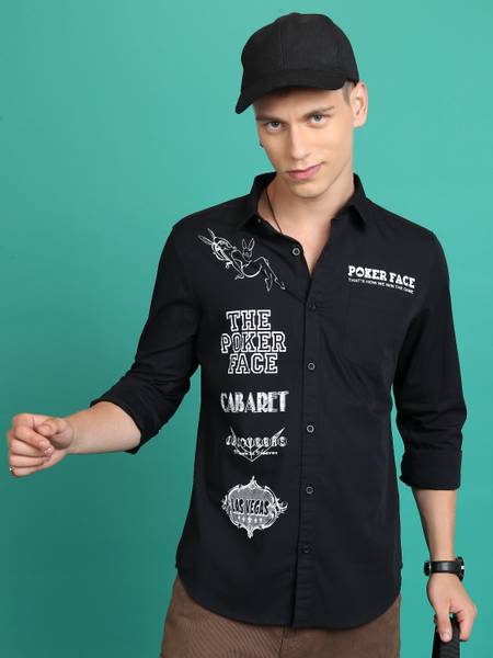 KETCH Men Solid Casual Black, White Shirt