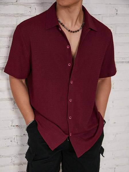 SOLSTICE Men Self Design Casual Maroon, Multicolor Shirt