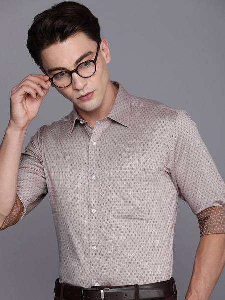 Raymond Men Printed Formal Brown Shirt