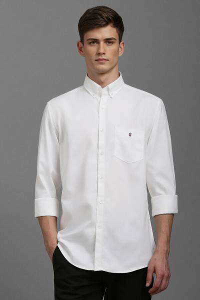 LOUIS PHILIPPE Men Self Design Casual White Shirt